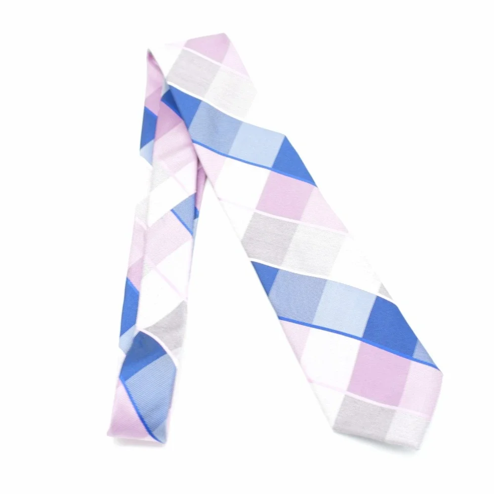 Michael Kors Blue Pink Gray Woven‎ Plaid Silk Tie